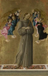 San Francisco de Asís con ángeles, ca 1475