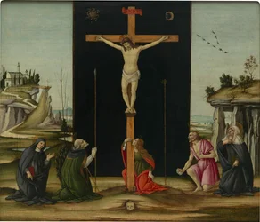 La crucifixión con santos