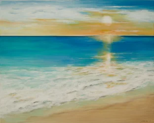 Paisaje marino al atardecer, 2019 (acrílico sobre lienzo)