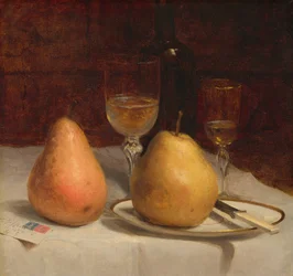 Dos peras sobre una mesa, c.1866 (óleo sobre lienzo)