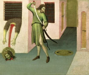 La decapitación de San Juan Bautista (temple sobre tabla)