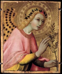 El Ángel del Retablo de la Anunciación por Sano di Pietro (1406-1481). 1450-1481. Avignon, Museo del Petro Palais