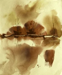 Reflejo en el agua en otoño