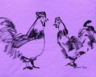 Boceto de gallos audaces