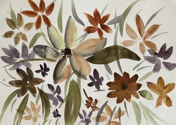 Acuarela floral con tonos terrosos