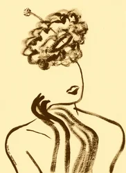 Elegante perfil de mujer de cabello rizado