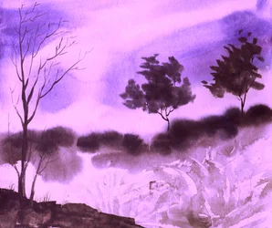 Paisaje púrpura etéreo