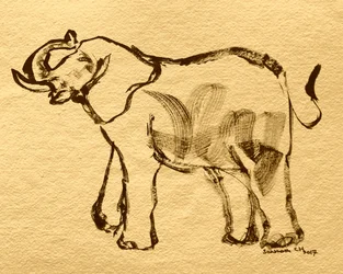 Dibujo expresivo de elefante
