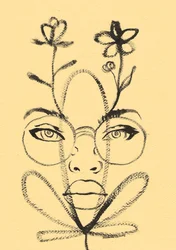 Dibujo de un rostro floral