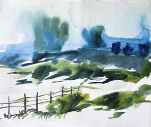 Paisaje rural brumoso