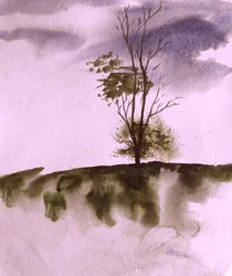 Árbol melancólico en la ladera