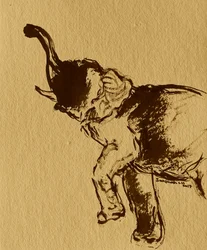 Poderoso elefante alzándose