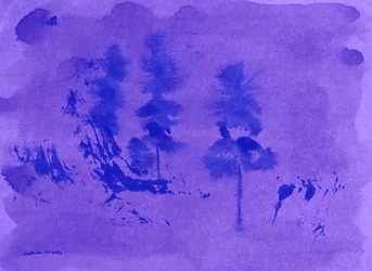 Pinos en bruma púrpura