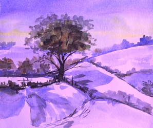 Paisaje invernal púrpura
