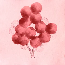 Árbol rojo en acuarela