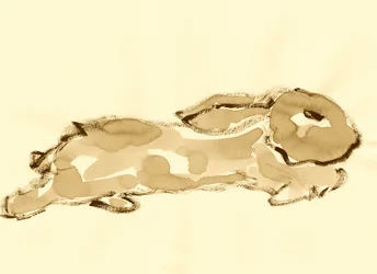 Acuarela de conejo corriendo