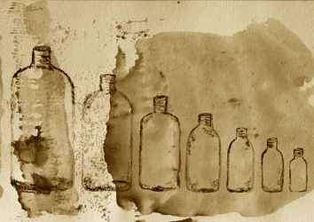 Botellas rústicas en sepia