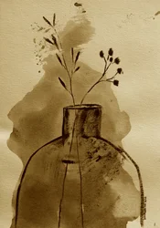 Jarrón botánico sepia
