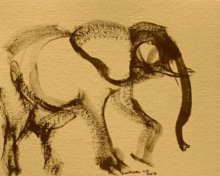 Gesto de elefante en sepia