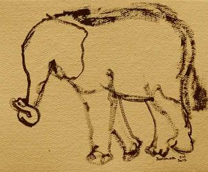 Boceto de un elefante caminando