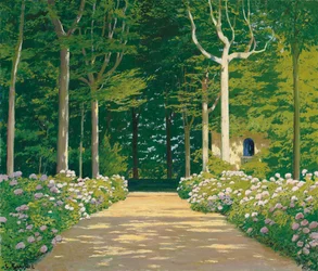 Hortensias en un camino de jardín, 1929