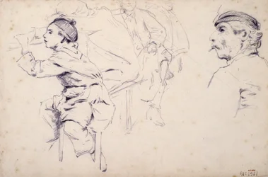 Estudio de niños y figuras de hombres