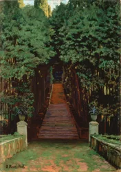 Escalera en el jardín