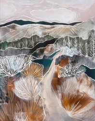 Paisaje abstracto con tonos terrosos