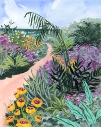 Sendero del jardín junto al mar