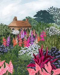 Un jardín rústico lleno de colorido