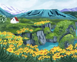 Un valle de montaña lleno de vida