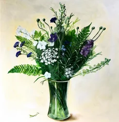 Flores de loto, 2023 (acrílico sobre tabla)