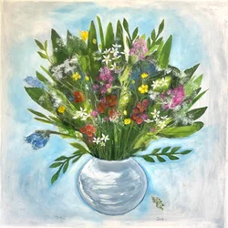 Florero redondo, 2021 (acrílico sobre tabla)