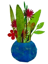 Cuenco de hojas y flores