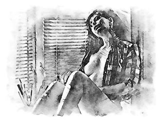 Mujer desnuda con camisa de cuadros