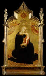 Madonna y niño con ángeles