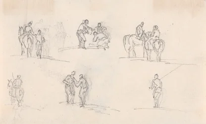 Seis estudios de figuras a caballo