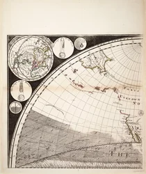 Un nuevo y correcto mapa del mundo (sección), c.1774 (grabado coloreado)