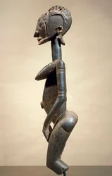Escultura de madera y metal, de Maestro de ojos rasgados, altura 59 cm, arte tribal Dogon Mali