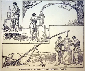 Método primitivo para moler grano
