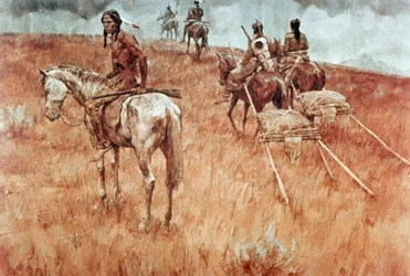 Indios Sioux en movimiento