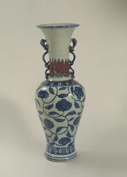 Jarrón Ming azul y blanco