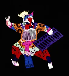 Personaje de la Ópera de Pekín. Recorte de papel pintado o "Jian Zhi", arte popular chino, Pekín.