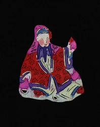 Divinidad china. Papel de corte pintado o "Jian Zhi", arte popular chino, Pekín.