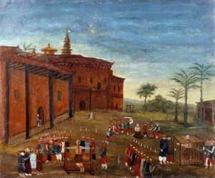 Arte chino: escenas de tortura y ejecución de prisioneros. Pintura del siglo XIX. Museo del Louvre, París
