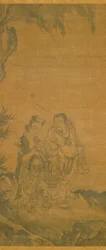 Inmortales daoístas (tinta sobre seda)