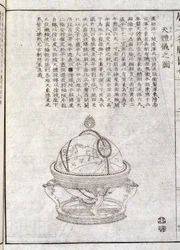Globo terráqueo - Documento chino. Grabado anónimo. Coll. Selva.