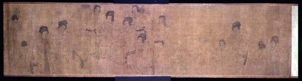 Damas del Palacio en Ocio, (detalle) de damas haciendo música, después de un original de Wen-chu Chou, período Sung del Sur, c.1140