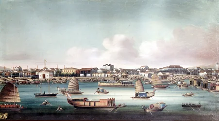 El puerto de Cantón (China) hacia mediados del siglo XIX. Pintura china anónima.
