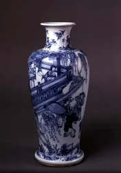 Jarrón que representa a una dama en un balcón, chino, c.1690-1710